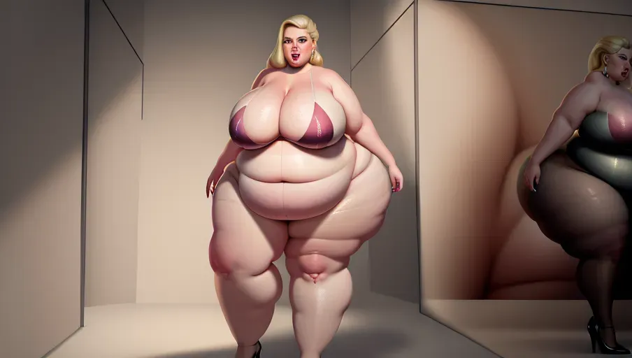 a digital painting of an upset ussbbw fat blonde woman