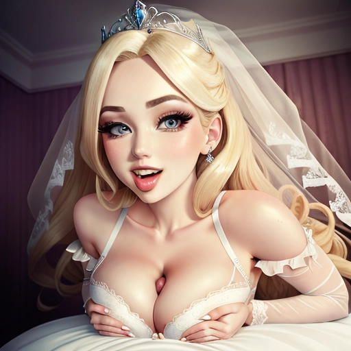 Dove Cameron, bride, white lace push up bra, tiara, long blonde hair, busty, big boobs, perky boobs, big ass, bubble butt, detailed, thin face, detailed face, realistic photo, wide hips, small waist, high def, perfect teeth, round eyes, long eye lashes, orgasm face, orgasm, realistic, photorealistic, high definition, big eyes, ahegao face, tongue out, awaiting tongue,<lora:dpmg_tit_fuck:1>