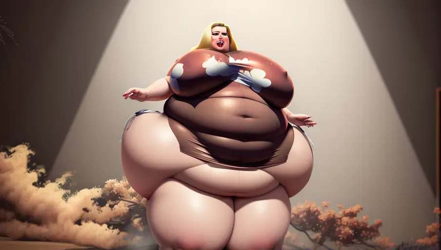 a digital painting of an upset ussbbw fat blonde woman