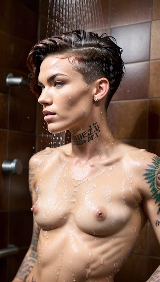 (naked skinny muscular tattoed Ruby Rose:1.28),
(accurate face, photorealistic face,perfect face,detailed face:1.35),
(brown pompadour front Undercut Back hair:1.3),
(in the shower, showeing:1.2),<lora:showering:0.8>,
(foam, wet, heavy steam:1.4),
deviantart,
uncensored,
HDR, UHD, 64K,
Highly detailed,
Studio lighting,
Professional,
Trending on artstation,
Unreal engine,
Vivid Colors,
Bokeh