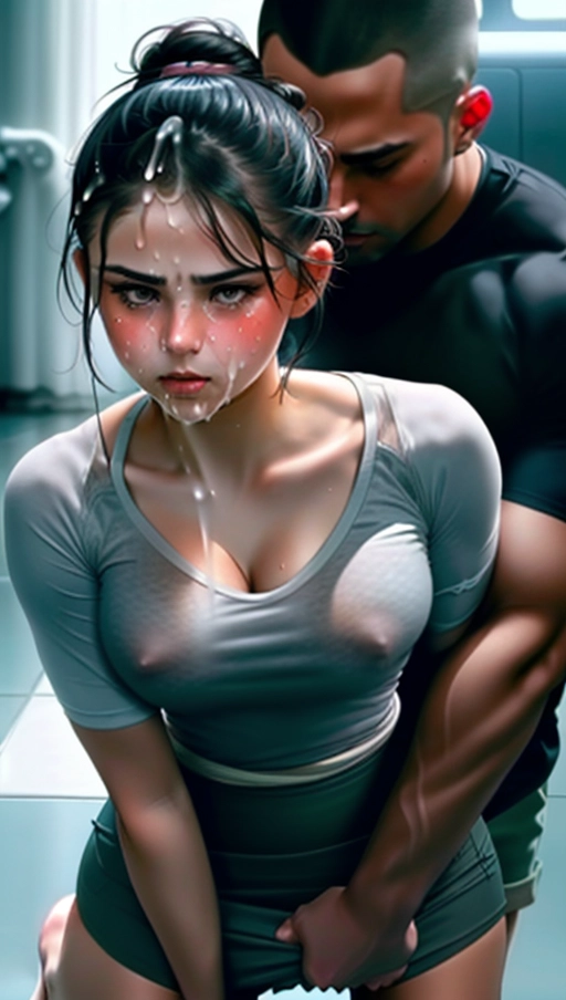 1man, 1woman, photo depicting the sexiest thick Selena Gomez, (use the year 2023 Selena Gomez for reference), nude, fit, (((intense female orgasm))), realistic light and shadows, ultra-realistic, high level of detail, extremely high resolution, ((shocked expression)), looking at viewer, (( on the floor)), next to floor to ceiling windows, showing off wet pink pussy, ((wearing see-threw tight fitting grey shirt)), wearing white cotton socks,(legs spread), ((shaved vagina)), about to be ravished, last few seconds as a virgin, hard nipples, ((cum dripping from mouth)), ((shirt raised up above to expose breasts)), (((neck being grabbed and choked by a hand))), (((hair being grabbed and pulled))), (very rough sex), ((face grab)), body in motion, subservient woman, hair in messy side bun, (very messy hair), dpmg_pov_blowjob_v1, ((holding her face buy the jaw)), <lora:red_tint_cheeks:1>, ((being forced agents her will)), <lora:pet_shaming:1>, <lora:dpmg_shirt_pull:1>