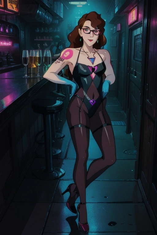 (((handsome young man))), (((broad shoulders))), (((flat chest))), (((broad chest))), (((manly))), standing at the bar, ((wide toothy grin)), eyes closed, holding a beer bottle, (((wearing a sexy sheer skintight fishnet bodystocking))), (sheer fishnet elbow gloves), ((necklace)), (((long wavy brown hair))), (((clean shaved face))), ((earrings)), ((dark eyeshadow)), ((black lipstick)), (eyelashes), ((stiletto high heels)), (((whole body covered in tattoos))), sexy, neon, dark, Ghibli style, close up, from above, (martini glasses), dance club, nightlife, cyberpunk, clear shapes, consistent colors,
<lora:dpmg_ghibli_style:1>
