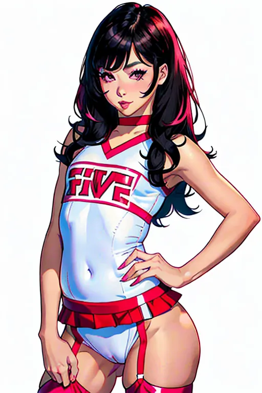 A very cute cheerleader, asian, Chinese, hot, sexy, half naked, medium dark hair, thick eybrows, happy eyes, small nose, soft cheeks, full lips, narrow chin, cute pink and white, short revealing football cheerleader onesie, mini skirt, garter belt, thin figure, small breasts, thin curvy waist, thicc ass, full thighs, aroused pussy, aroused clit, throbbing anus, standing staring at me provocatively, showing me her ass, sweet, submissive, begging me to fuck her, high definition, 4k quality, excellent lighting, great shading, pristine detail, very clear picture, beautiful vibrant colors, accurate at lower promp guidence, ultra realistic, five fingers per hand.