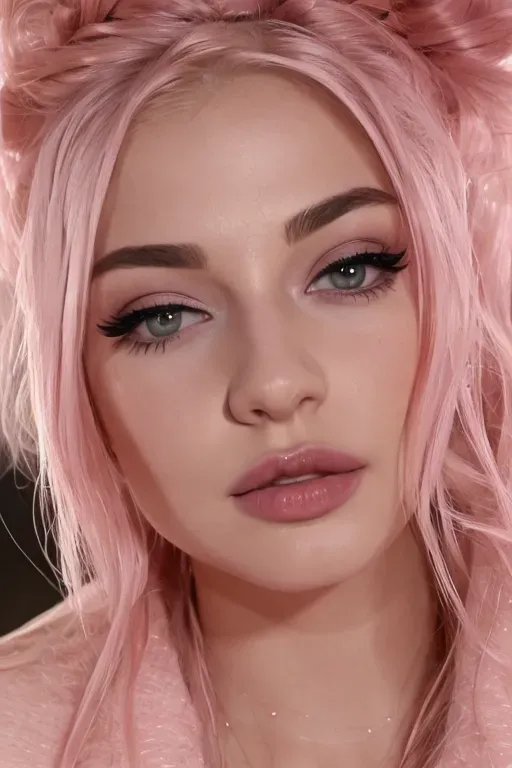 a photograph of, slutty bimbo, pale skin, big pink nipples, wearing a slave collar, very long and wavy hair, blonde, naked, big breasts, five slender fingers, big hairy bush, beautiful lips, curved eyebrows, curved eyelid, beautiful eyes, professional, ultra realistic,, full head in view