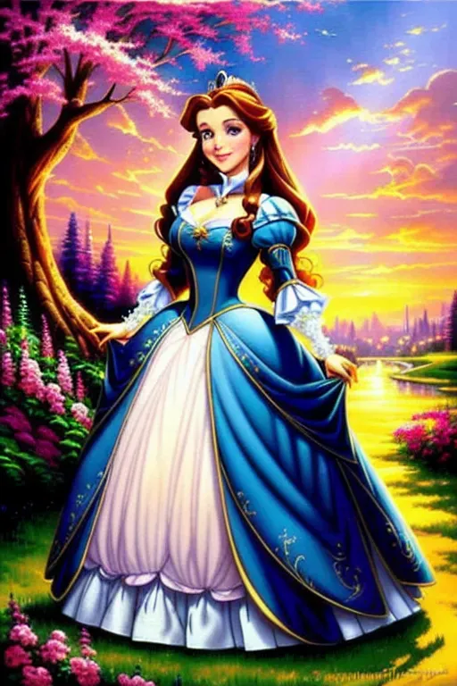 Dopamine Girl Disney Princess Belle In Style Of Thomas Kinkade Gmzqo3K5x0M