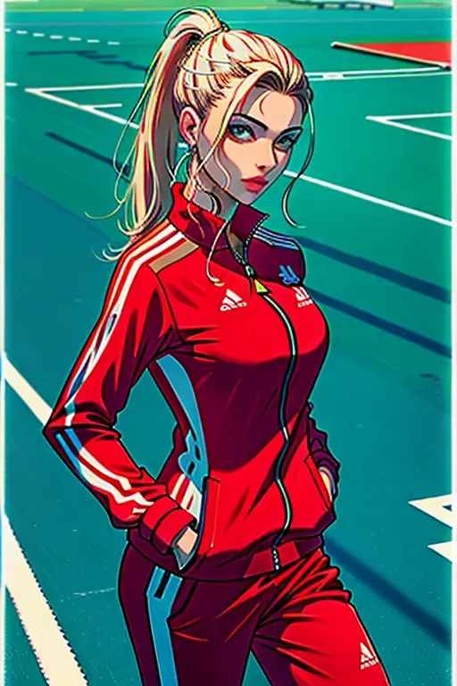 digital art, Gabiella Sabatini, athletic, tracksuit