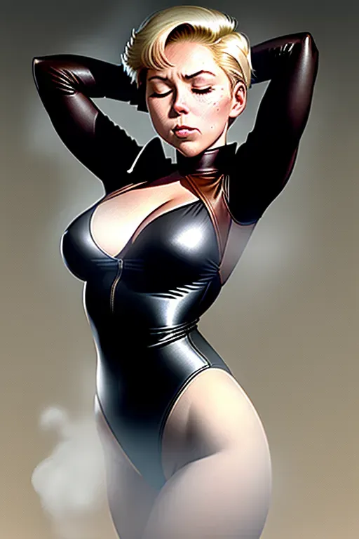 A picture of a youthful Kim Novak, short blonde hair, brown leather leotard, brown suede cuffed boots,
She must be having a powerful (((sneezing fit))) ((sneezing)) allergy, hay fever, dust in the air, with her nostrils flaring, ((her eyes closed)) and ((her mouth wide open)), ((damp spot on panties)), the expression on her face is one of sexual ecstasy because she finds sneezing pleasurable and arousing