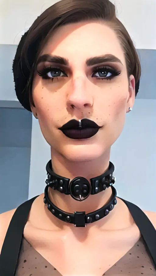 photorealistic, 8k, accurate face, (((detailed face))), (((replicate inspiration face))), freckles, black lipstick, collar,
for sale, slave auction,