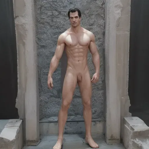 a full body portrait of henry cavil, nude, erect penis