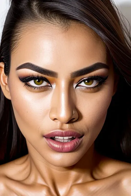 Professional portrait photography canon dslr 56mm lens raw file format glamour photo extreme closeup facial portrait of a gorgeous 19 year old Malaysian girl, beautiful eyes,(green irises), alluring gaze, sensual lips, (((extreme closeup macro photograph pov her left eye))), ((orgasming expression)), climaxing expression, (((expression of sudden intense sexual ecstasy))), expression of intense sexual pleasure, hair splayed across a pillow,