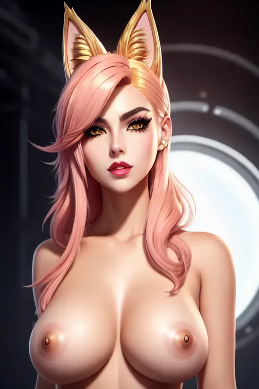 a color pencil draw of,lisa,wearing lol ahri cosplay,in a dystopian future,natural breasts,five fingers per hand,undercut hair,beautiful face,beautiful lips,detailed large eyes,curved eyebrows,smooth skin,erotic,wearing golden ring,ultra realistic,8k,bokeh,studio lighting,professional