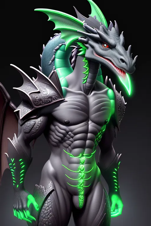 A male anthropomorphic dragon, medium snout, two bright green cocks, pattern of a vertical black stripe in the middle of his whole body that fades outward into yellow and then fades into green.