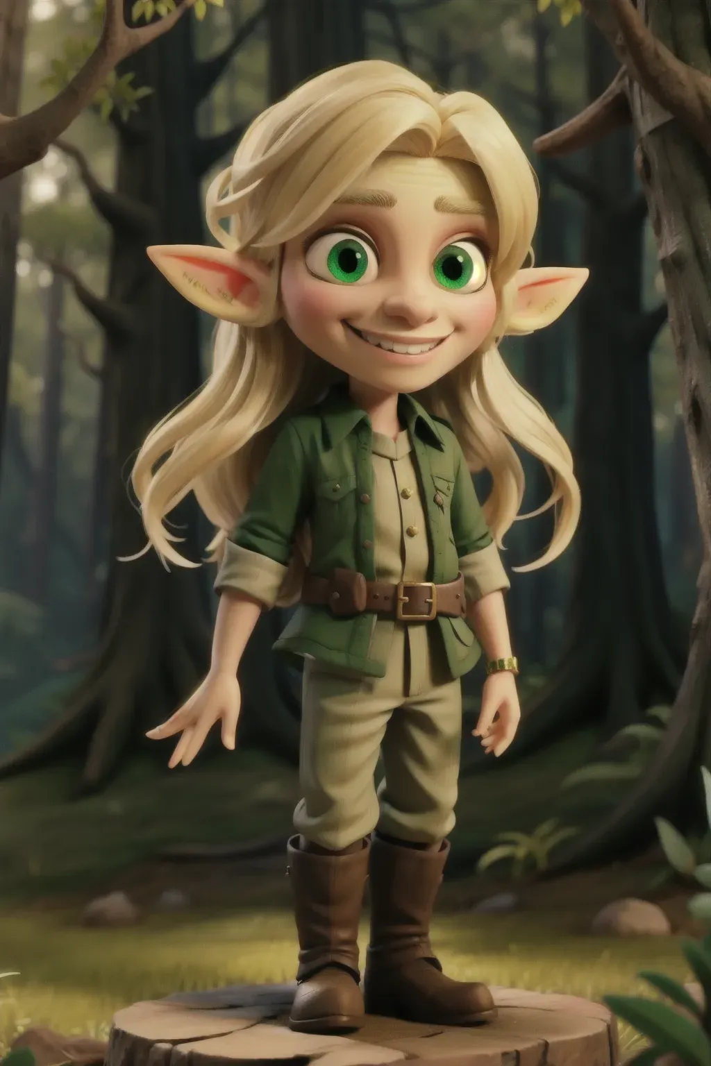 Dopamine Girl - goblin, multiple boys, 1girl, smile, forest, elf ...