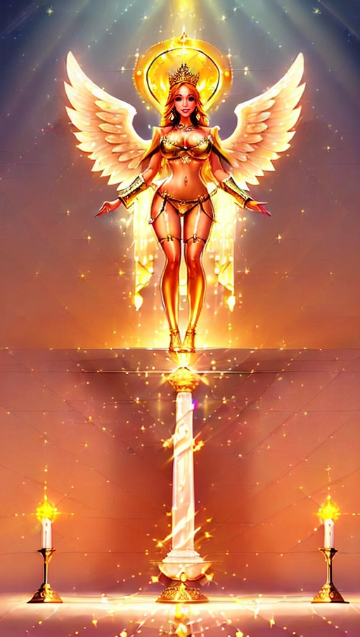 a 64k high detailed photo of Female Goddess, HDR, Professional, Highly Detailed, ((In Lingerie))) ((Has Attire)) Godly Ultra Detailed Best Quality Most Detailed ((Angel Wings)) Angelic Lighting Love Hope Magic casting Crown Smiling Queen happy Glory Warrior Angels Angelics Positivity Happiness ecstasy enraptured sweaty saving God Royalty Morality Goodness True Good Power Force Authority Ethical Saviour Halo short Hair Always and Forever Sentimental in heat hot ultra hot best best lighting tantric Neutral Brilliant Logical Compassionate Perfect Perfection Exciting Integrity Winged Courage Purity Harmony Beauty mark on upper lip ((Female)) (Ethereal Lighting) (Celestial Lighting) (((With Clothes))) ((With God Item)) ((God Tech)) (God Technology) with items of power God Wings ((Afterlife Light)) (Perfect Tits) (Perfect Ass) (Perfect Body) (Perfect Anatomy) (((((Love Worship)))) ((God Light)) ((God Staff))) ((God Weapon)) (((Spirituality))) ((Smiling)) ((Happy Expression)) (((Erotic))) ((Pinup)) AJH (Beautiful Makeup) (((Angelic Cum))) ((((Beautiful Cum))))) (Female Cum)