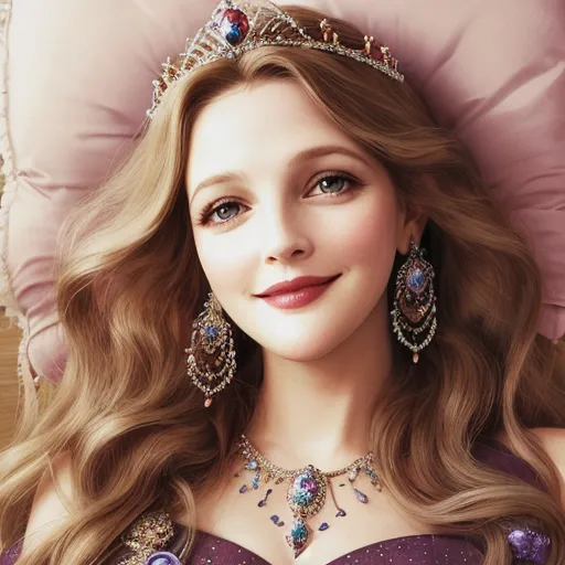 Dopamine Girl Princess Drew Barrymore. Tiara. Relaxed. Dreamy