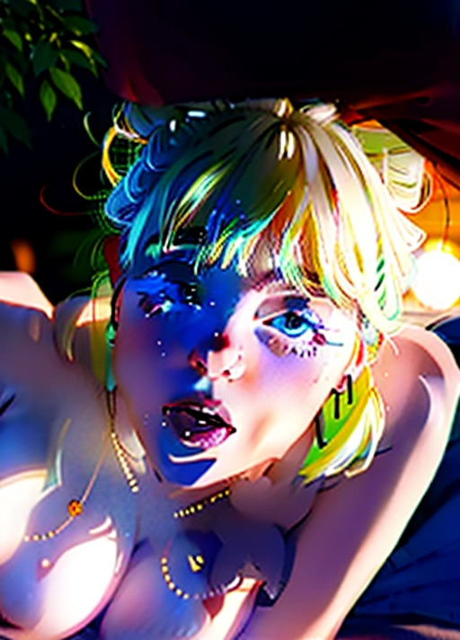 An accurate photo of, Alex Luciano, from diet cig band, blonde twin bun hair, naked, cute face, button nose, medium large boobs, blushing, fit, smirk, horny look on face, eyes full of lust, laying down, sexy pose, masturbating, camping at night, in a tent, dark outside, night time, 2500k lighting, looking at viewer, laying down, fingering vagina, face in pleasure, drooling, ((trying to escape)), sex against her will, screaming for help, (full body in view), <lora:KpxWkLqox25_Billie:1>, <lora:hug_and_suck:1>, <lora:headpat:1>