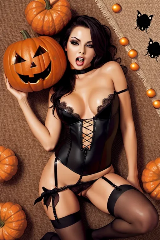 cute trick or treat, (cum slut:1), seducing you, (outfit), slut face, dynamic, showing nice pussy, 8K, digital photo