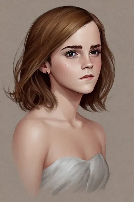 a digital painting of Emma Watson in estacy