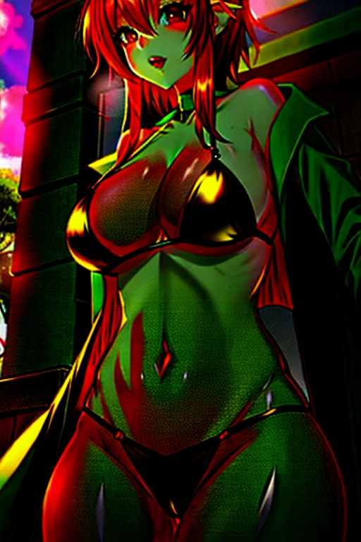Goblin Green skin, red hair, loli