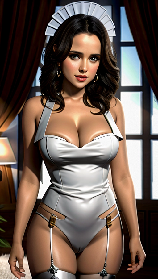 (Best Quality, High res, 8k, HDR, UHD), 1 Rey from Star Wars ((large breasts)),
detailed pussy, must be seen, cum dripping from her pussy,
wearing a French Maid costume,