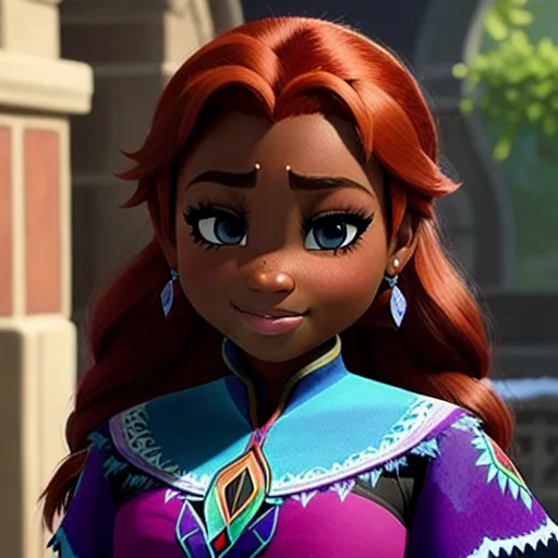 (Anna from Frozen) with (very dark skin), (Anna from Frozen)... - AI ...