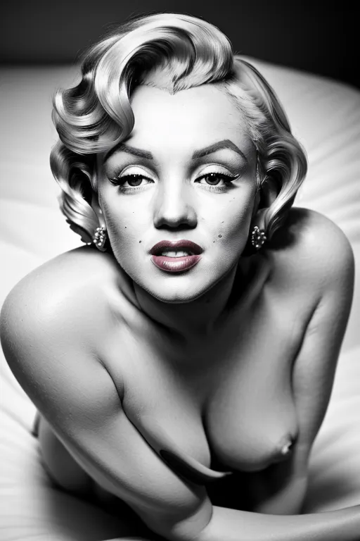 masterpiece, 8k, (realistic, photo-realistic:1.37), ultra detailed, (((detailed faces))), (detailed skin), full body image of ((Marilyn Monroe)), accurate face, pubic hair, laid out on a bed, posing for a nude portrait