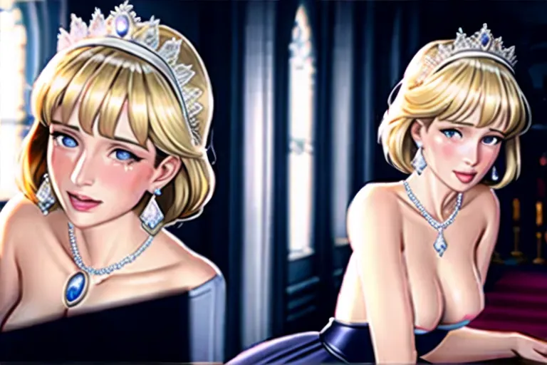 Hyperrealistic, photorealistic, face exactly like real princess Diana, REAR VIEW wide angle full body and face view from behind, crying PRINCESS DIANA getting fucked IN DOGGY POSITION
In a church, on the altar, REAR VIEW FROM BEHIND, shooting from a high point
Ultrarealistic
Diana is right in front of me, pale skin, slim slender fit body,
body including very SMALL tits ass and exposed open pussy pointed towards me and oriented towards me in a position to get fucked by me,
looks exactly like realistic Princess Diana, dressed in her famous wedding gown and bridal veil with sapphire necklace, must be wearing diamond tiara, wearing make up like a cheap Chinese sex slave,
hairless pussy exposed, SMALL perky tits with pink nipples and areolae, head turned to look back at me, she is crying with orgasm on her face as she looks directly at me, short blond hair, sapphire blue eyes,
five slender fingers, blonde hair charming face with a sexy seductive look lips,blue eyes,curved eyebrows,pale skin,joyful necklace,highly detailed,sharp focus,,artstation,pixiv looks like a real photograph of real Princess Diana
