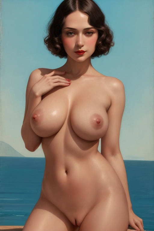 1920s vintage nude art, (random face:1.4), (outfit:1.5), 8k, nice (big breasts:1), nipples, (slut:1.4),