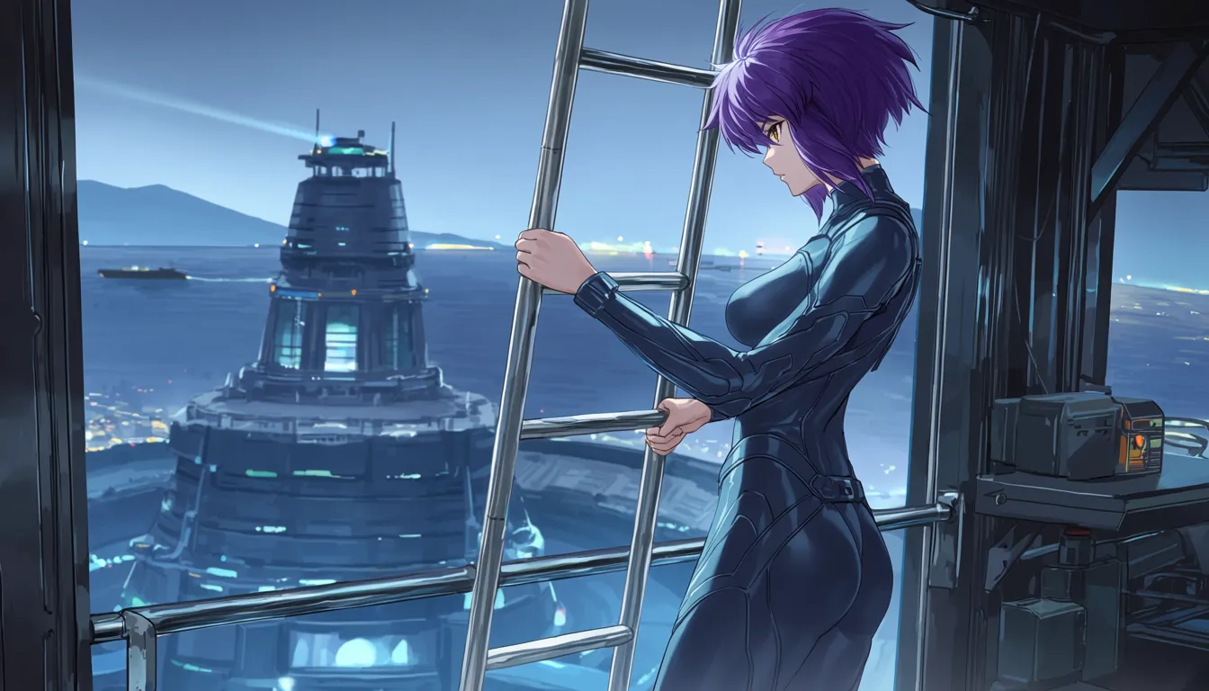 ${artist_mix}, source_anime, Ghost in the Shell (1995), score_7, score_8, consistent anatomy,
${artist_mix=!{
{1-4$$
@wlop:{1.6|1.4|1.2|1.0}
|@ningen_mame:{1.5|1.3|1.1|0.9}
|@hojo_tsukasa:{1.5|1.3|1.1|0.9}
|@shirow_masamune:{1.4|1.2|1.0|0.8}
|@ilya_kuvshinov:{1.4|1.2|1.0|0.8}
|@sakimichan:{1.3|1.1|0.9|0.7}
|@rella:{1.3|1.1|0.9|0.7}
|@as109:{1.3|1.1|0.9|0.7}
|@sciamano240:{1.3|1.1|0.9|0.7}
|@tiv:{1.2|1.0|0.8|0.6}
|@kuro_maru:{1.2|1.0|0.8|0.6}
|@torino_neetsuki:{1.2|1.0|0.8|0.6}
|@swav:{1.2|1.0|0.8|0.6}
|@reoen:{1.2|1.0|0.8|0.6}
|@mika_pikazo:{1.1|0.9|0.7|0.5}
|@yoneyama_mai:{1.1|0.9|0.7|0.5}
|@kagaya_kagaya22:{1.1|0.9|0.7|0.5}
|@guweiz:{1.1|0.9|0.7|0.5}
}
}},
###
{0.70::(dynamic action) | 0.20::(tranquil moment) | 0.15::(meditative mood) | 0.35 :: (paranoid spy mission)}, blurred background, depth of field, crisp image, sharp outlines, {(hentai, doujinshi, pornographic, not safe for work, naked body, bare, intimate parts exposed, sexy, erotic, obscene)::0.07 | (safe for work, body covered, decent, safe, clothes)::0.93},
{frontal | ultra dynamic angle | in three fourths | from below | from behind, looking back | {from behind):0.05 | from above | dutch angle | extra close up | from side | side view | undershot | top view | overhead view}, 1995 anime shot, 8K. cinematic shot, vivid colours, depth of field, HDR, highest quality, expert shading, natural anatomy, realistic body,
masterpiece, best quality, (nsfw):1.6, ${core}, ${action_scene}, ${render}, anime action illustration, clear anatomy, elegant natural detailed hands, anatomically correct, each hand has exactly 5 fingers. The subject performs the stated action. One camera view, one setting, one primary vehicle or prop at most.
PROTAGONIST: Young girl Motoko Kusanagi (Ghost in the Shell), very detailed face, facial features emphasized to create a realistic look,
${outfit}, ${figure}, ${skin_hair}, ${eyes}.
${outfit=!{
cybernetically augmented body, {full body thick armor|sleek matte-black tactical armor|reflective chrome-plated bodysuit with large boob window exposing deep cleavage|matte carbon-fiber combat suit|glossy synthetic-leather bodysuit | bare body with edges of augmentation plates located symmetrically in the body}, covered legs, 0.75:: ({form-fitting armored leggings|segmented plated leggings|smooth compression leggings | 0.05::(very loose cute pajamas over naked body) | 0.05::(expensive lace lingerie with stockings exposing bare body, with perfect nipples and tiny vulva) | 0.05::(shibari-style cables on naked body, sagging breasts with perfect nipples, small trimmed patch of dark-violet pubic hair and tiny vulva) | 0.05::(transparent sheer gauze nightgown exposing naked body, contours of breasts with perfect nipples and dark-violet patch of pubic hair) | 0.05::(light petticoat with frills exposing contours of her bare body, with sagging breasts with perfect nipples and tiny vulva) | 0.05::(tactical tight corsette with deep cleavage and open bare hips) | 0.05::(fully naked body with sagging medium breasts, perfect nipples, hairless virgin vulva, thick dog collar on her neck connected to handcuffs and ankle cuffs by strong chains)})
}},
${figure=!{super feminine fit body with long legs, thin waist and wide hips, emphasizing body shape}},
${skin_hair=!{porcelain skin, fair skin, {dark purple | deep violet | charcoal-purple | dark black } bobbed hair {(around her face):0.85 | (floating in the air):0.15 | (blown by strong wind): 0.10 }},
${eyes=!{expressive light purple regular-looking eyes, very detailed face with expert shading}},
###
masterpiece, nsfw,
${core}, ${world}, ${finish}, anime action illustration, clear anatomy, natural hands. The protagonist performs the stated action and is physically connected to the specified vehicle, item or object. One continuous scene and one camera view.
###
${core=!{1girl, adult, solo, full body, action in progress}},
${finish=!{
0.75::clear readable action, simple controlled background, strong subject-environment interaction
|0.25::{1-2$$subtle motion blur|light environmental particles|clear directional lighting}
}},
${world=!{
0.85::sprinting across a rain-soaked rooftop between neon-lit skyscrapers, one hand steadying against a satellite dish, thermoptic-camouflage shimmer at the edges, blue-hour cyberpunk skyline
|0.85::seated in the passenger cabin of one autonomous think-tank vehicle, both hands resting on a data terminal, driving through an elevated highway above a dense megacity, overcast afternoon
|0.80::crouched behind one ventilation unit on a corporate tower rooftop, one hand against the cold metal, tracking a target through the haze below, dusk neon glow
|0.80::wading through knee-deep water in a flooded underground server vault, one hand trailing along a cable conduit, flickering emergency lights, tense blue shadows
|0.75::climbing a maintenance ladder inside a colossal offshore data-fortress, one hand gripping a rung, distant tanker lights on the horizon, cold gray dawn
|0.75::interfacing with an exposed neural jack panel in a derelict factory, one hand steadying the cable, sparks drifting in still air, industrial twilight
|0.70::standing at the edge of a shattered glass skywalk after an explosion, one hand bracing against a twisted railing, smoke curling upward, harsh afternoon sun
|0.70::running with all speed, pursuing a fleeing cyborg informant through a crowded night market alley, one arm extended forward, lantern light and steam from food stalls, warm humid evening
|0.65::infiltrating a corporate server room through a narrow ceiling duct, both hands gripping the frame, cold cyan terminal glow below, silent tension
|0.60::confronting a hacked puppet operative in an abandoned subway tunnel, one hand raised in a defensive stance, flickering fluorescent tubes, damp concrete
|0.55::descending through misty harbor fog on a patrol boat, one hand on the boat's railing, distant tanker horns, pale blue morning light
|0.30::sitting cross-legged on a tatami floor in a small vintage-futuristic apartment, one hand cradling a warm ceramic cup, holographic display glowing softly beside an old wooden shelf, quiet evening lamplight
|0.28::diving slowly toward the sunken ruins at the bottom of a city lake, one hand reaching toward a submerged neon sign, sunlight fracturing into caustic ripples above, serene silence
|0.25::standing on a quiet apartment balcony overlooking a rain-washed megacity at dawn, one hand resting on the railing, soft gray morning light, distant hum of traffic below
|0.22::seated at a narrow counter inside a packed izakaya, one hand around a small ceramic cup, steam rising from grilled skewers, warm lantern light, quiet chatter around her
|0.20::walking through a narrow candlelit shrine alley between tall apartment blocks, one hand brushing a paper lantern, soft rain, reflective wet stone path
|0.18::resting on a rooftop garden ledge above the city at night, one hand holding a small potted plant, distant skyline lights blurred in humid air, calm stillness
|0.15::browsing a cluttered secondhand cybernetics shop, one hand examining an old mechanical arm on a shelf, dusty warm lamplight, quiet late afternoon
|0.85::running along the top of an elevated monorail track through a dense neon district, one hand skimming a passing cable line, thermoptic shimmer trailing behind, rain-streaked night lights
0.85::breaching through a shattered office window mid-leap toward an adjacent tower, one arm shielding the face, shards of glass suspended in the air, harsh midday sun
0.80::standing motionless on a rooftop antenna array during a citywide surveillance sweep, one hand pressed to a temple-mounted receiver, distant drones sweeping searchlights, deep blue dusk
0.80::wading through a submerged data-archive chamber, one hand brushing a drowned server rack, murky green light filtering from cracked skylights above, eerie silence
0.75::gripping the outer hull of a moving armored transport truck, boots braced against a raised seam, wind tearing at a long coat, dusty highway overpass at dawn
0.75::kneeling beside a fallen tachikoma-like spider tank, one hand resting on its cracked optical sensor, sparks fading, smoke drifting across a rubble-strewn street
0.70::slipping through a maintenance grate into a flooded sewer tunnel beneath the city, one hand trailing along the curved wall, dim emergency lighting reflected in the water
0.70::perched on a crane arm high above a shipping yard, one hand steadying against the cable, cargo containers stacked below, cold industrial sunrise
0.65::interrogating a captured cyberbrain-hacked puppet in a bare concrete holding cell, one hand hovering near the informant's neck jack, single hanging bulb, oppressive stillness
0.65::sprinting through a driving rainstorm across a rooftop helipad as a transport VTOL lifts off, one arm raised against the wind, blinding runway lights
0.60::climbing through the twisted wreckage of a downed cyborg mech in an abandoned factory floor, one hand gripping an exposed strut, shafts of dusty light through a broken roof
0.60::standing before a wall of humming cooling towers at a black-site data facility, one hand resting on a control railing, low mechanical hum, cold fluorescent light
0.55::riding on the exterior ladder of a moving elevated train through a foggy industrial district, one hand locked around a rail, distant chimneys venting steam
0.50::confronting a rogue AI's holographic avatar projected above a shattered fountain plaza, one hand raised toward the flickering light, abandoned civic square at twilight
0.30::sitting at a low kotatsu table in a small tatami-floored apartment, one hand resting on a worn photograph, a vintage radio playing softly beside a sleek terminal, warm lamplight
0.28::floating motionless at the bottom of a still city reservoir, one hand drifting near a rusted ladder, sunlight fracturing into slow caustic patterns above, profound quiet
0.26::standing at a ferry railing crossing the harbor at dusk, one hand holding a paper cup of tea, gulls circling, soft orange reflections on calm water
0.24::seated on a narrow stool inside a steam-filled ramen stall beneath an overpass, one hand around a chipped bowl, strings of bare bulbs overhead, quiet evening bustle
0.22::walking beneath rows of wet paper lanterns in an old quarter alley, one hand grazing a wooden shopfront, gentle rain, warm scattered light
0.20::tending a small rooftop herb garden at sunrise, one hand cupping a leaf, the sprawling megacity waking up in soft haze below
0.18::browsing shelves of obsolete mechanical parts in a quiet back-alley repair shop, one hand turning over an old actuator, dusty afternoon light through a grimy window
0.15::resting against a temple gate at the city's edge, one hand tracing carved stone, cherry blossoms drifting past in a rare still moment
}}