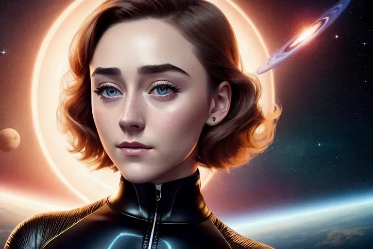 Dopamine Girl A Digital Art Of Saoirse Ronan Wearing Catsuit In Outer Space Natural 8898