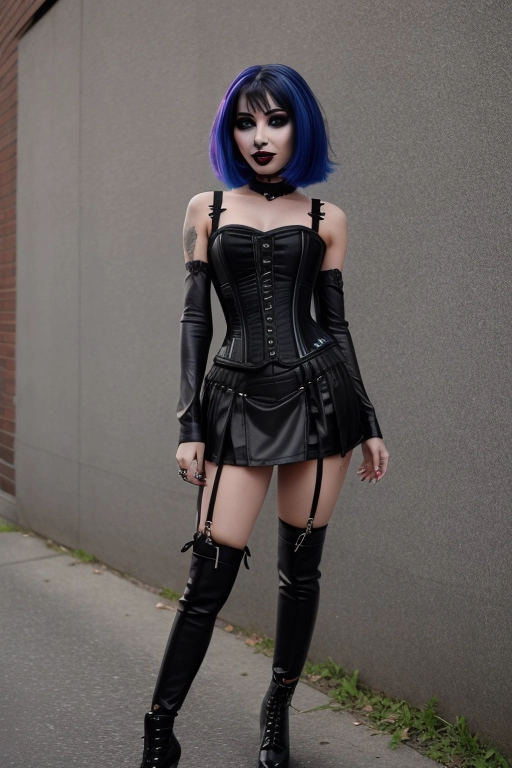 will from w.i.t.c.h. wearing black mini skirt and corset from w.i.t.c.h. ((black lipstick and dark eye shadow.)) thin skinny