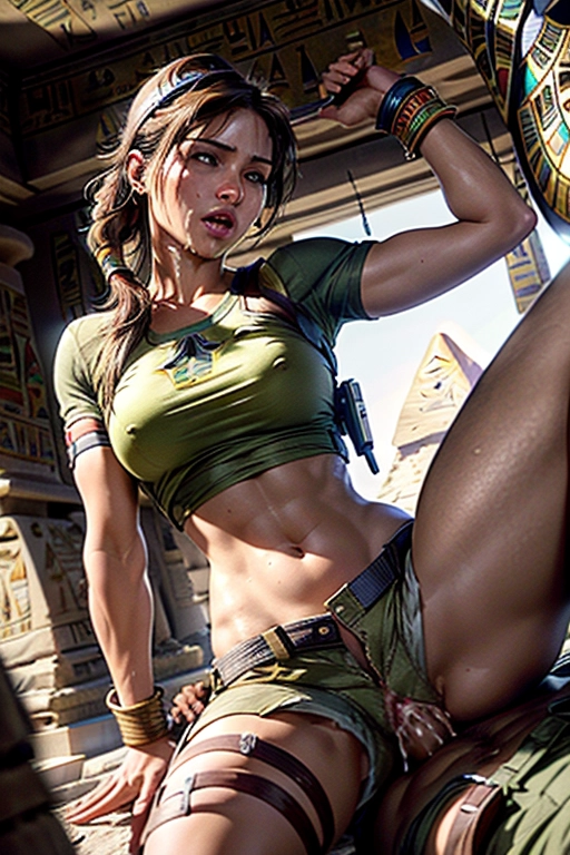 (photorealistic:1.4), (masterpiece:1.4), (best quality:1.4), bokeh, ultra high res, ((detailed facial features)), full length, (professional photograph of beautiful female Lara Croft being raped by a mythical Egyptian monster:1.7),
Lara is taking perverse pleasure from the rough sex and enjoys a massive orgasm,
Lara slim athletic body, perfect skin, tight green crop T shirt and khaki desert shorts (T shirt and shorts have been torn open fully exposing her body:1.8), exposed breasts, ((knife sheath strapped to thigh:1.1)), brown desert boots, hair in ponytail, (skin oily and shining:1.2), (photorealistic white cum all over her face and body:1.4)
(indoors in an ancient Egyptian tomb:1.2), numerous ancient artefacts in background, lighting from flaming torches on wall brackets,
(best quality), (((extremely accurate face))), <lora:dpmg_add_detail:0.7>, (high resolution), (((masterpiece))), (uhd), (8k), dpmg_tentacle_sex_v1, dpmg_disgusting_v1