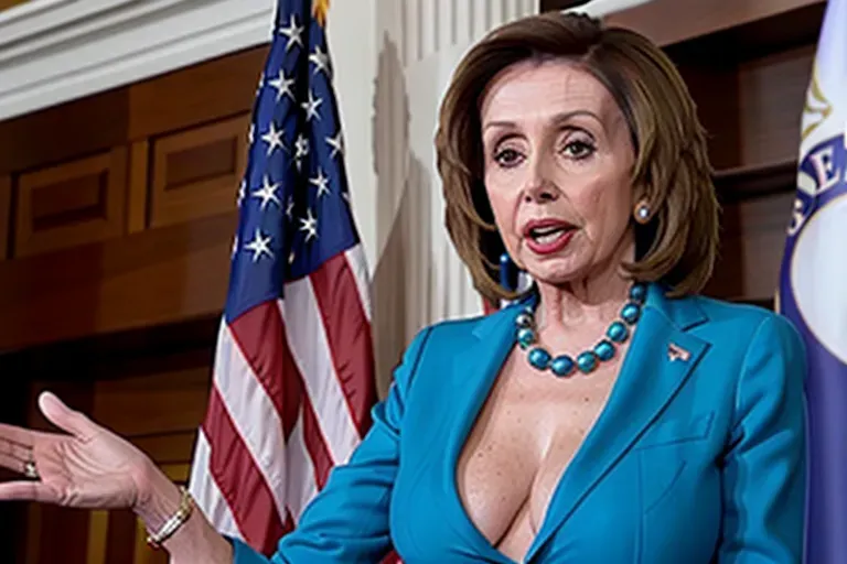 Nancy pelosi, in uniform, cleavage with oil, seductive, nipples